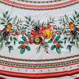 Wipeable Tablecloth Round Christmas White Red Acrylic Coated Spill Resistant