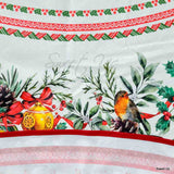 Wipeable Tablecloth Round Christmas White Red Acrylic Coated Spill Resistant