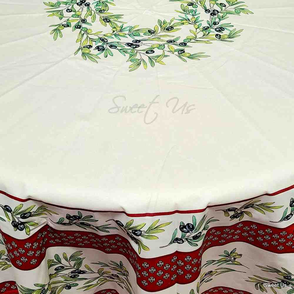 Wipeable Tablecloth Round Spillproof French Acrylic Coated Fleur Oliviers Yellow