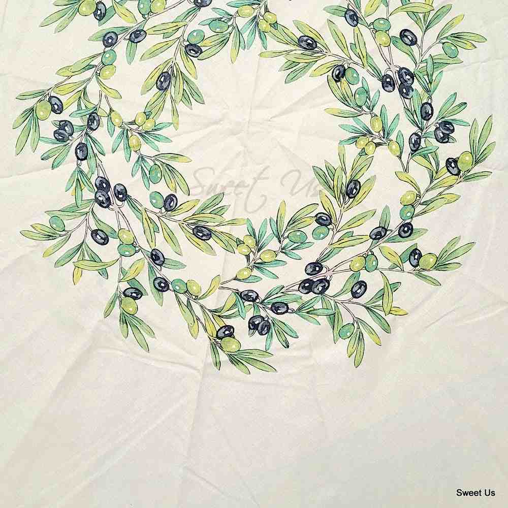 Wipeable Tablecloth Round Spillproof French Acrylic Coated Fleur Oliviers Red