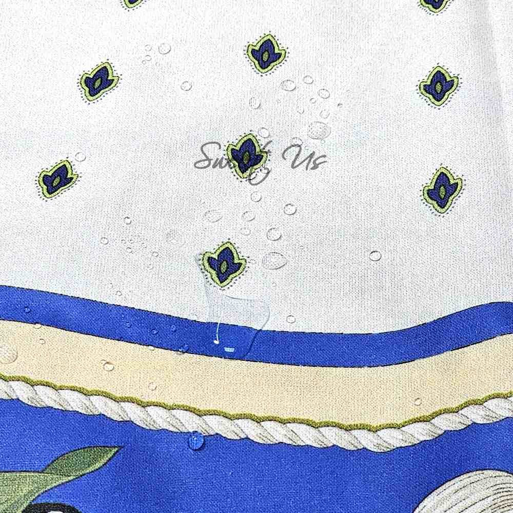 Herbal Vineyard Wipeable Tablecloth Stain Resistant French Acrylic Coated, Sky