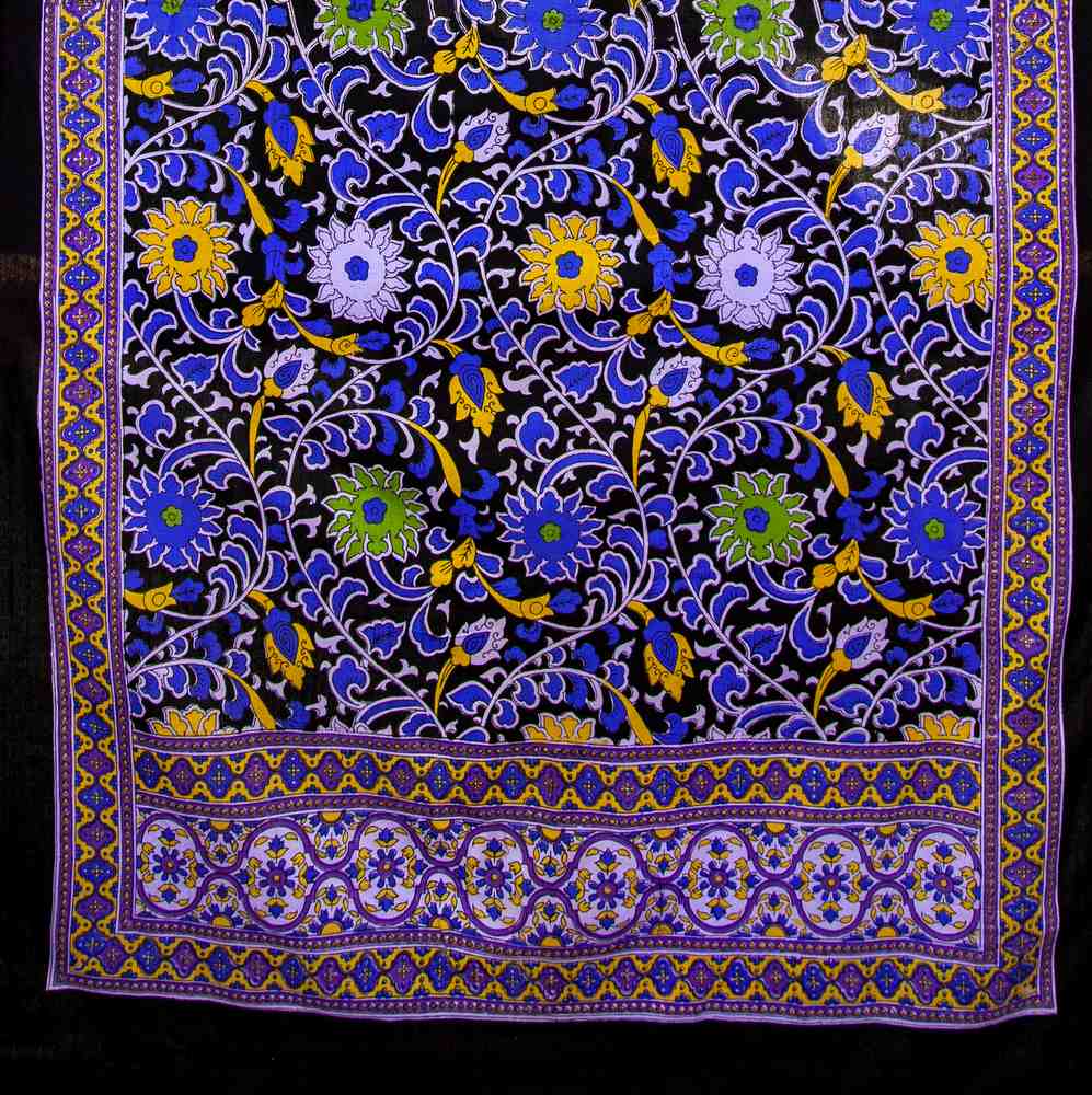 Sunflower Reverie Hand?Loomed Cotton Curtain — Teal Meadow - Sweet Us