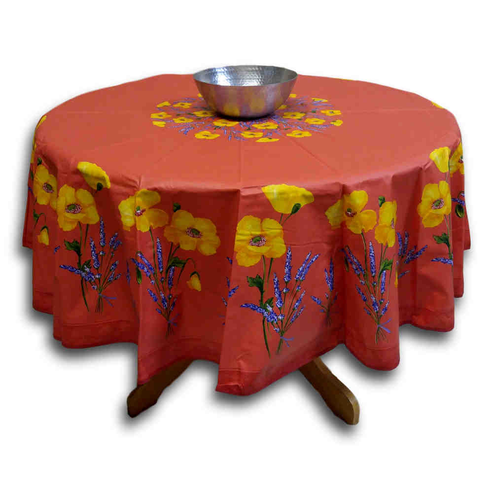 Wipeable Tablecloth Round & Rectangle Spillproof French Acrylic Coated Poppy - Sweet Us