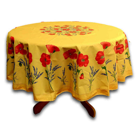 Wipeable Tablecloth Round & Rectangle Spillproof French Acrylic Coated Poppy - Sweet Us