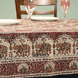 Paisley Safari Block Print Cotton Floral Tablecloth Rectangle, Regal Sands