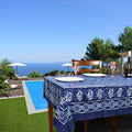 Chiara Petals Cotton Hand Block Print Tablecloth Rectangle, Indigo Blue - Sweet Us