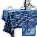 Chiara Eternity Cotton Hand Block Print Tablecloth Rectangle, Indigo Blue - Sweet Us