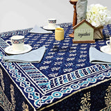 Block Print Cotton Floral Rectangle Tablecloth 60x90 Blue, Green, Red