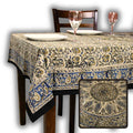 Vintage Paisley Cotton Block Print Floral Tablecloth Rectangle, Aqua Dusk - Sweet Us