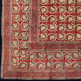 Lotus Haven Cotton Block Print Floral Tablecloth Rectangle, Merlot Mystery