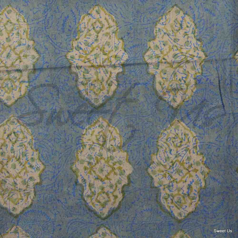 Vintage Diamond Floral Cotton Block Print Tablecloth Rectangle, Neptune Harvest