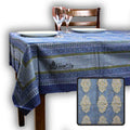 Vintage Diamond Floral Cotton Block Print Tablecloth Rectangle, Neptune Harvest - Sweet Us