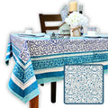 Cotton Eterna Vine Floral Tablecloth Rectangle White, Blue - Sweet Us