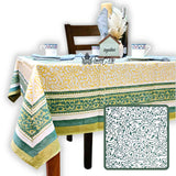 Cotton Eterna Vine Floral Tablecloth Rectangle, White, Green, Yellow