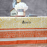 Cotton Eterna Vine Floral Tablecloth Rectangle White, Peach, Yellow