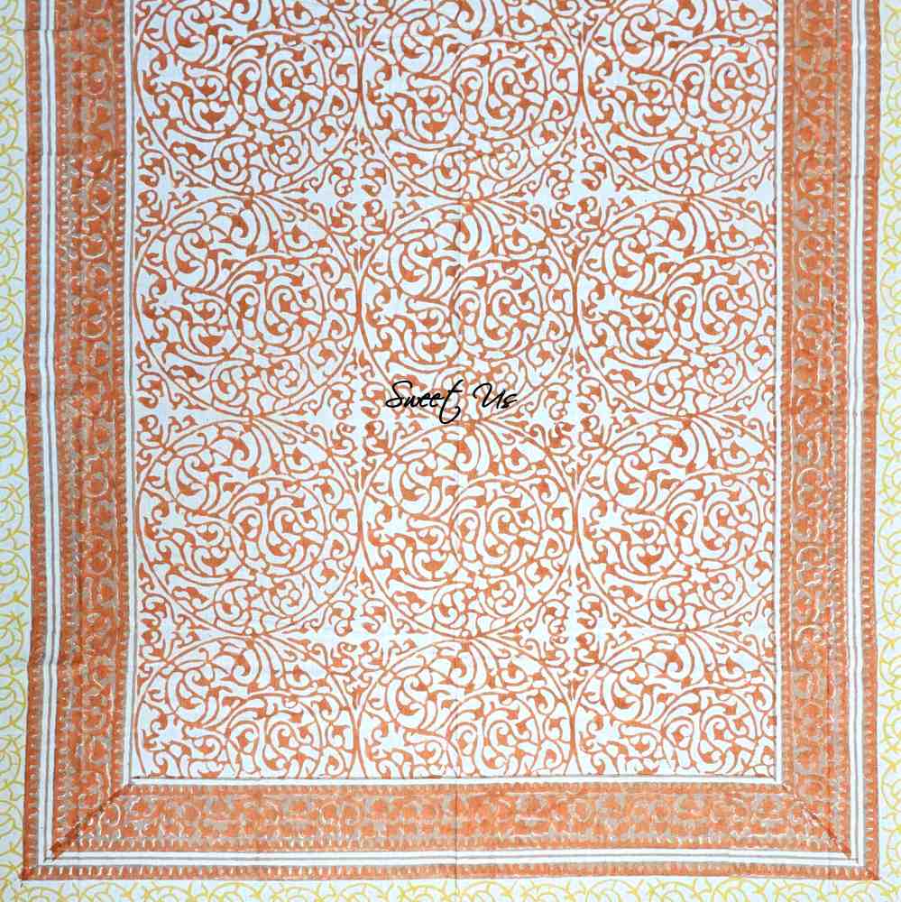 Cotton Eterna Vine Floral Tablecloth Rectangle White, Peach, Yellow