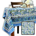 Parisian Paisley Floral Block Print Cotton Tablecloth Collection, Emerald Riviera - Sweet Us