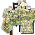 Parisian Paisley Floral Block Print Cotton Tablecloth Square, Lime Terrace - Sweet Us