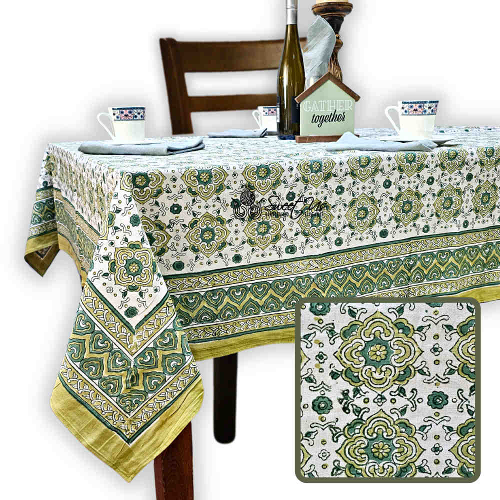 Springtime Splendor Cotton Floral Tablecloth Rectangle, Citrus Charm