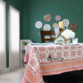 Springtime Splendor Cotton Floral Tablecloth Rectangle, Peach Harmony - Sweet Us