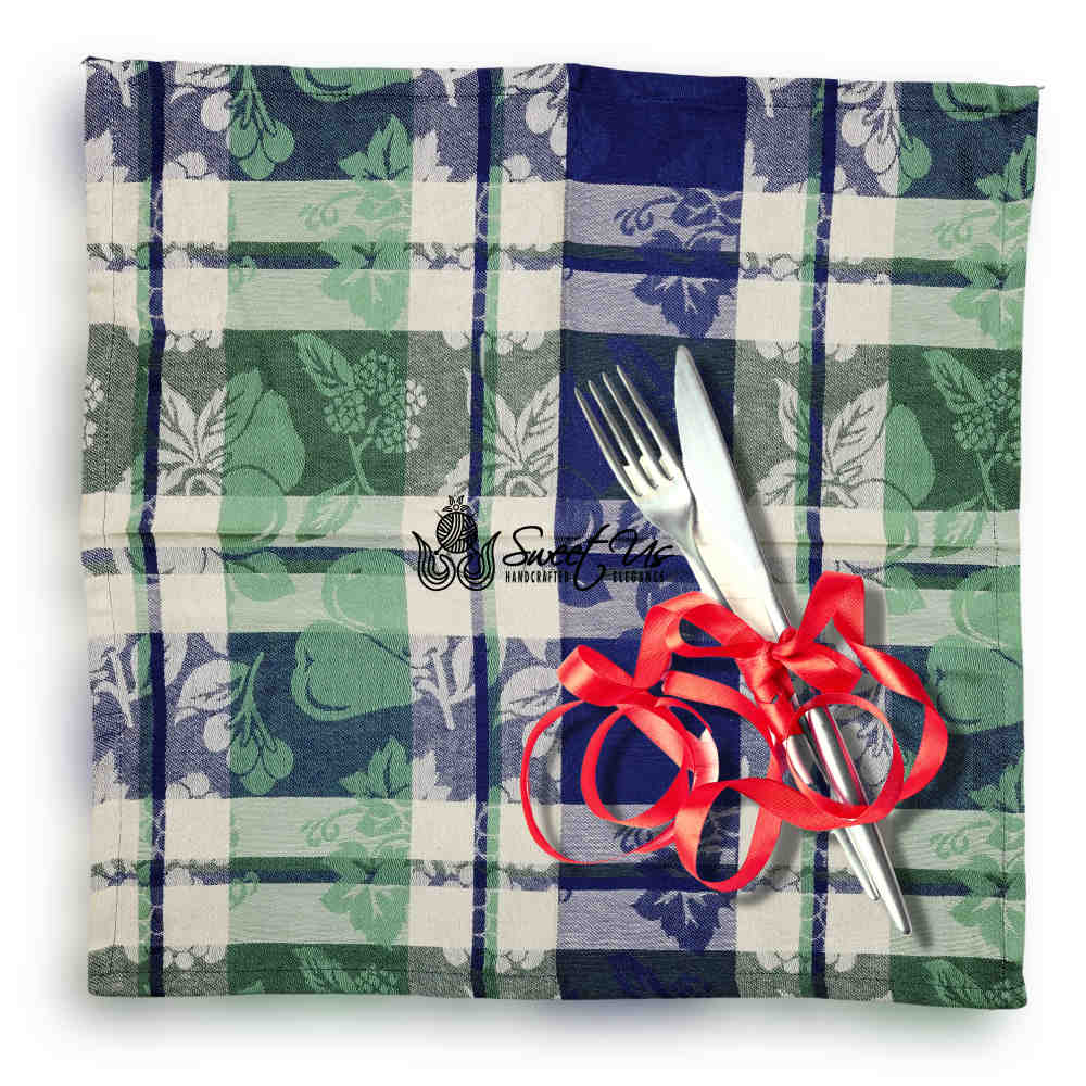 Berry Blossom Floral Plaid Jacquard Tablecloth Collection, Misty Meadow