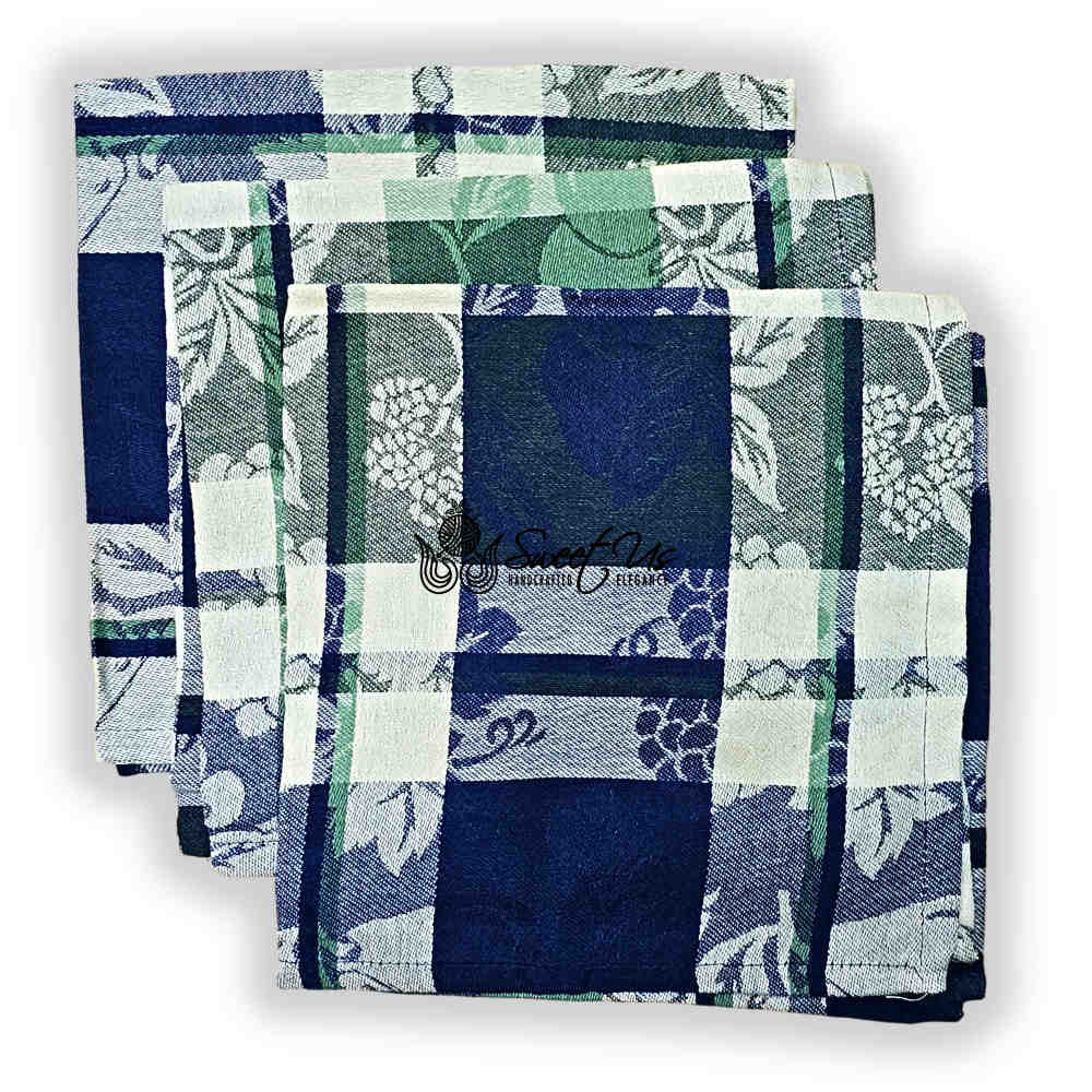 Berry Blossom Floral Plaid Jacquard Tablecloth Collection, Misty Meadow