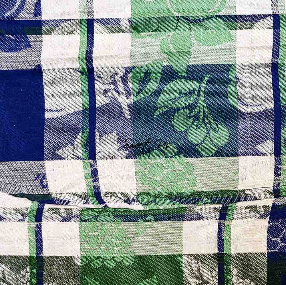 Berry Blossom Floral Plaid Jacquard Tablecloth Collection, Misty Meadow