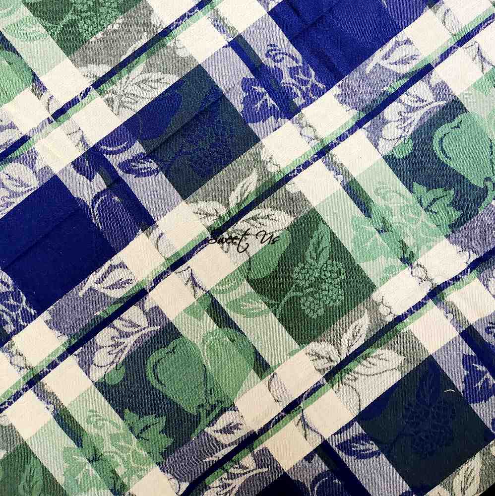 Berry Blossom Floral Plaid Jacquard Tablecloth Collection, Misty Meadow