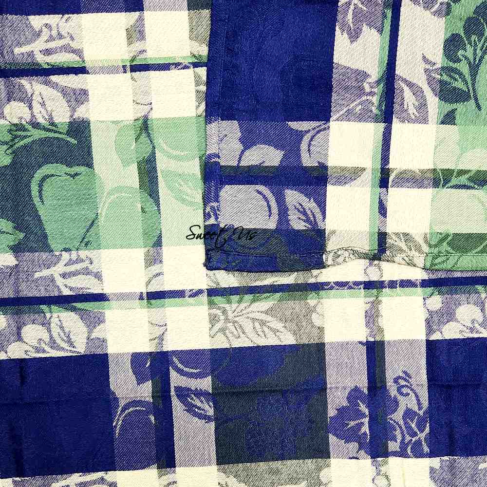 Berry Blossom Floral Plaid Jacquard Tablecloth Collection, Misty Meadow