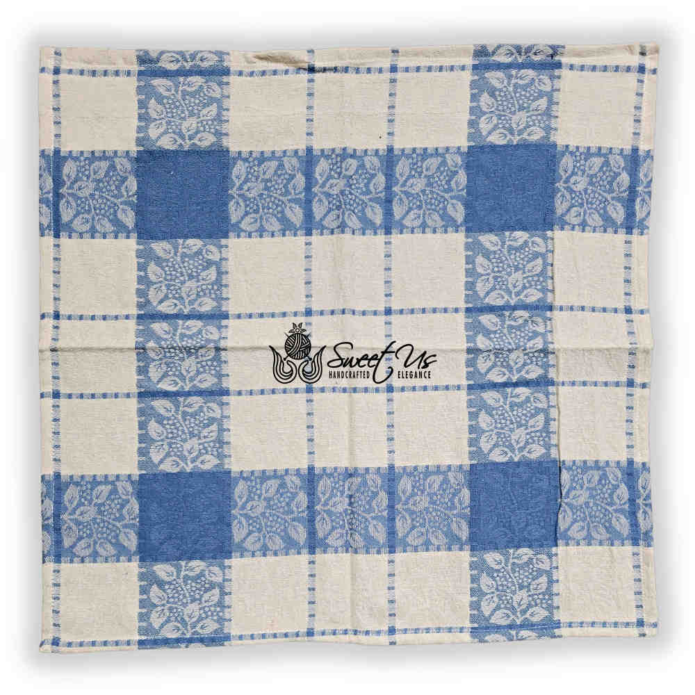 Jacquard Berry Vine Cotton Floral Tablecloth Collection, Oceanic Haze