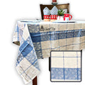 Jacquard Berry Vine Cotton Floral Tablecloth Collection, Oceanic Haze - Sweet Us