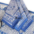 Princess Paisley Block Print Cotton Floral Set of 4 Table Napkins, Serene Blue - Sweet Us