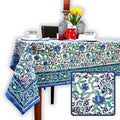 Paisley Paradise Block Print Cotton Tablecloth Square, Emerald Bay - Sweet Us