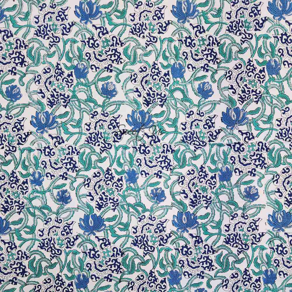 Paisley Paradise Block Print Cotton Tablecloth Square, Emerald Bay