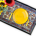 Vintage Paisley Floral Cotton Block Print Set of 4 Placemats, Aqua Dusk - Sweet Us