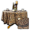Vintage Paisley Block Print Cotton Floral Tablecloth Round, Aqua Dusk - Sweet Us