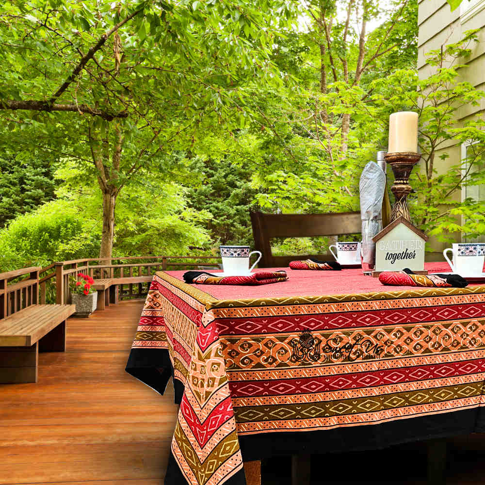 Debonair Diamond Cotton Tablecloth Collection Kitchen Linen, Tuscan Passion