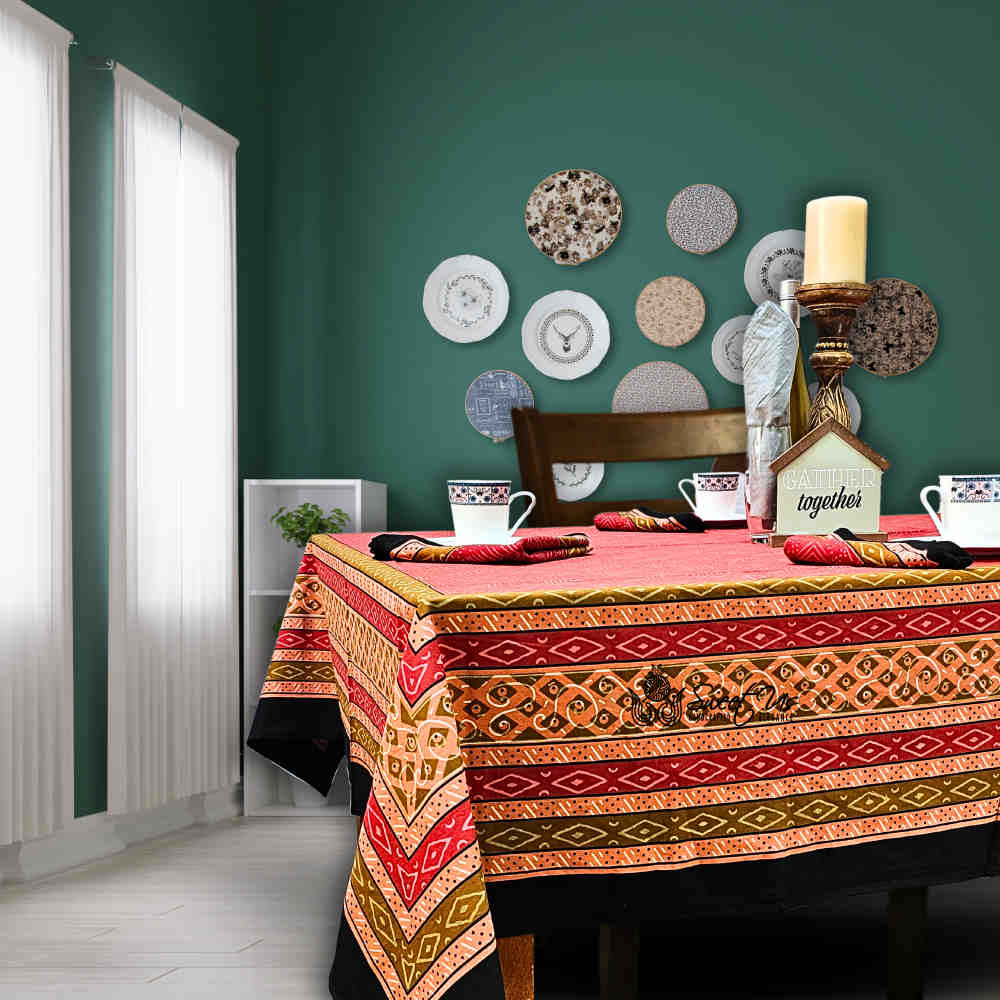 Debonair Diamond Cotton Tablecloth Collection Kitchen Linen, Tuscan Passion