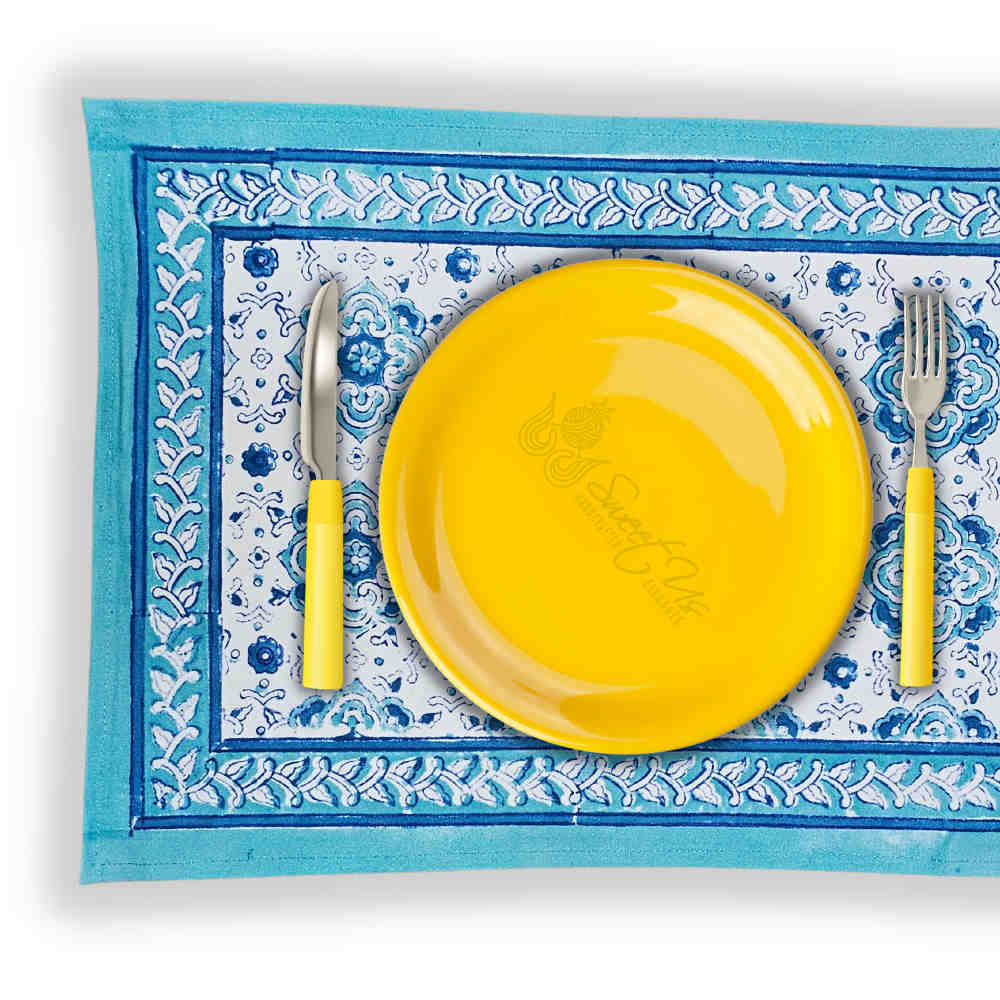 Cotton Springtime Splendor Tablecloth Collection, Ice Blue