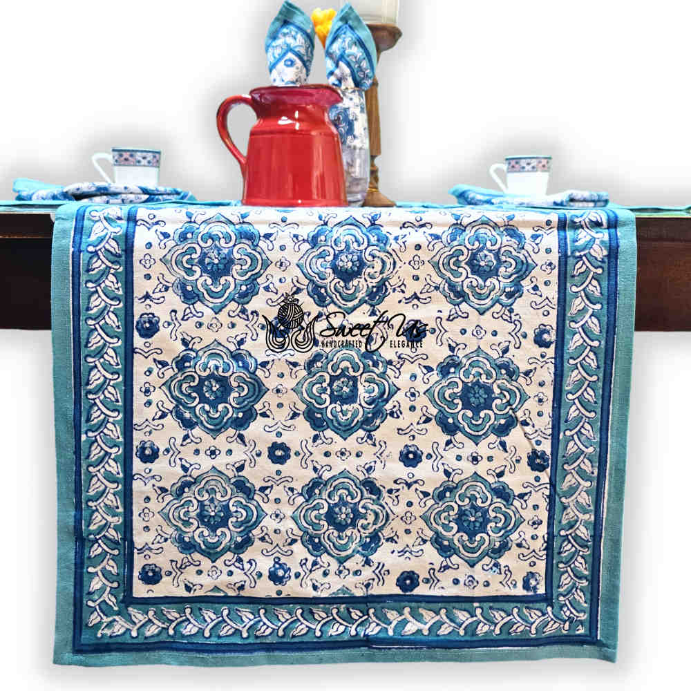 Cotton Springtime Splendor Tablecloth Collection, Ice Blue - Sweet Us