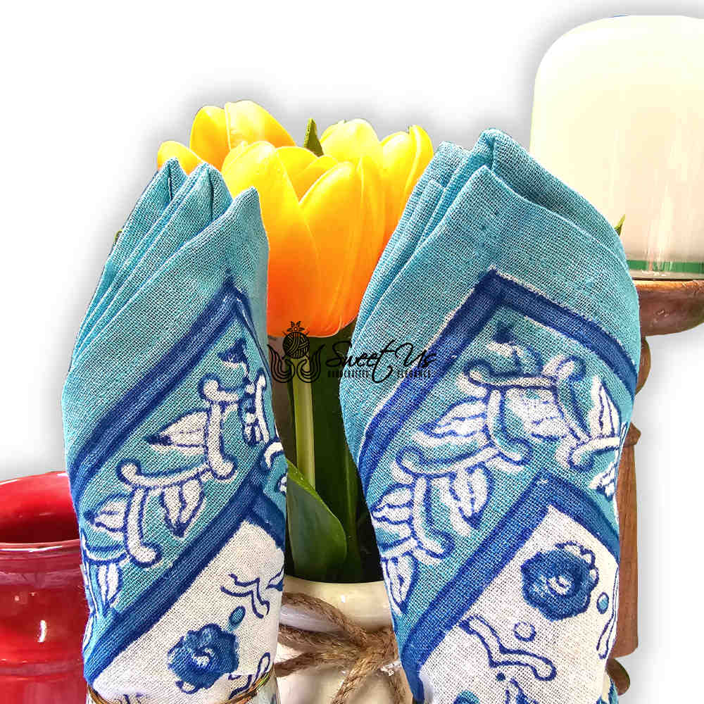 Cotton Springtime Splendor Tablecloth Collection, Ice Blue - Sweet Us