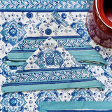 Cotton Springtime Splendor Tablecloth Collection, Ice Blue