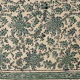 Daisy Bouquet Block Print Cotton Floral Tablecloth Round, Minty Breeze