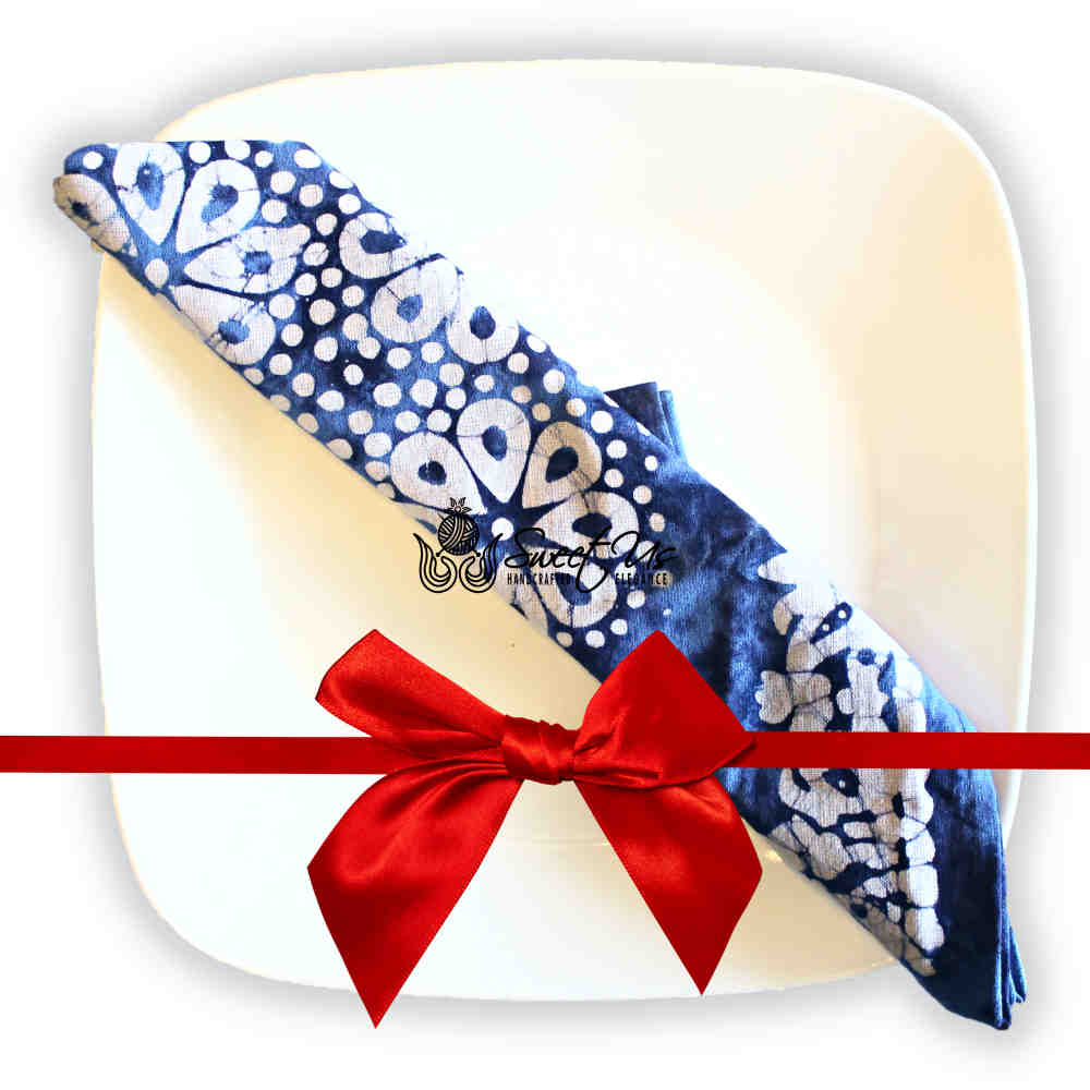 Batik Bloom Cotton Floral Tablecloth Rectangle, Round, Square, Shadow Blue