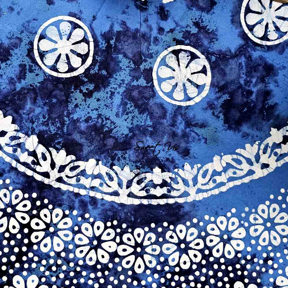 Batik Bloom Cotton Floral Tablecloth Rectangle, Round, Square, Shadow Blue