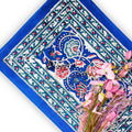 Lotus Dreams Block Print Cotton Floral Set of 4 Placemats, Sapphire Charm - Sweet Us