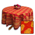 Cotton Vintage Diamond Block Print Tablecloth Collection, Napkin, Rust - Sweet Us