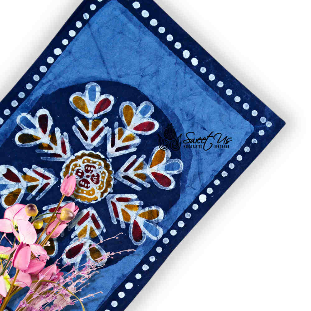 Cotton Batik Paisley Oasis Floral Tablecloth Collection, Sapphire Night