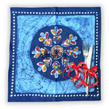 Cotton Batik Paisley Oasis Floral Tablecloth Collection, Sapphire Night