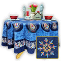 Cotton Batik Paisley Oasis Floral Tablecloth Collection, Sapphire Night - Sweet Us